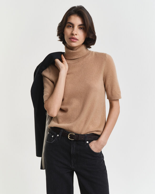 Short Sleeved Cashmere Turtleneck Sweater