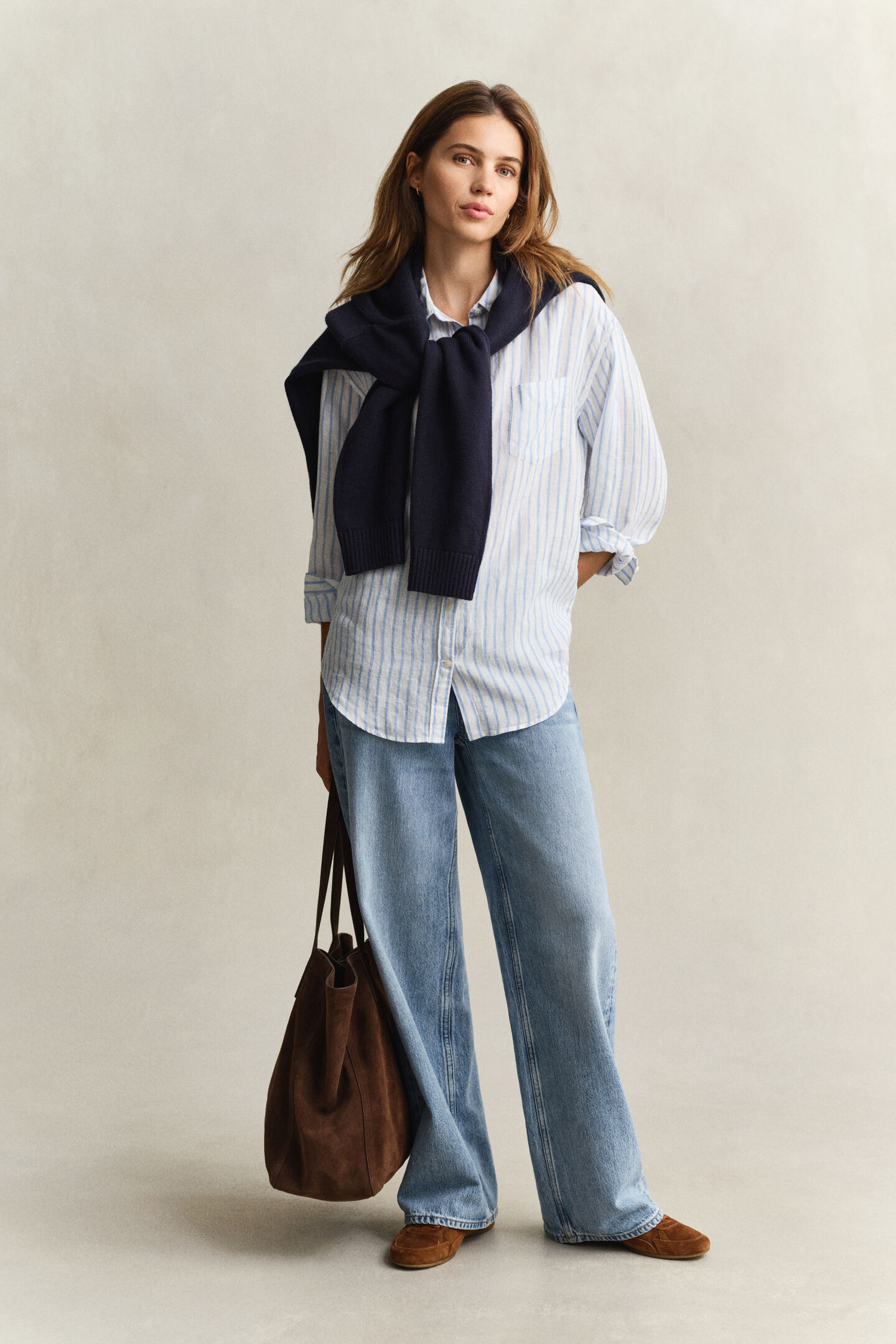 Relaxed Fit Striped Linen Shirt