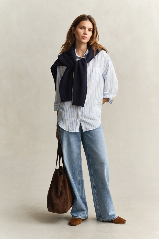 Relaxed Fit Striped Linen Shirt