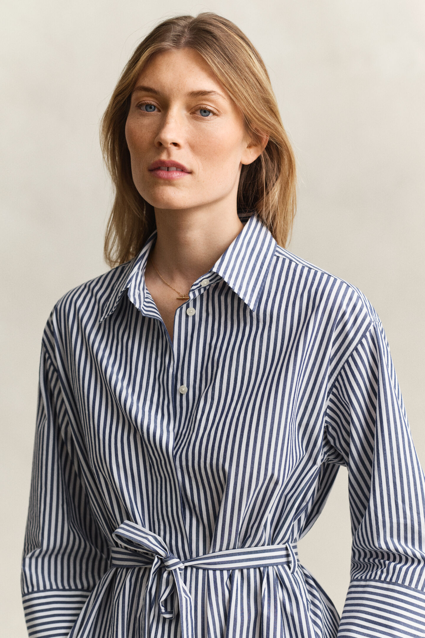 Striped Poplin Shirt Dress