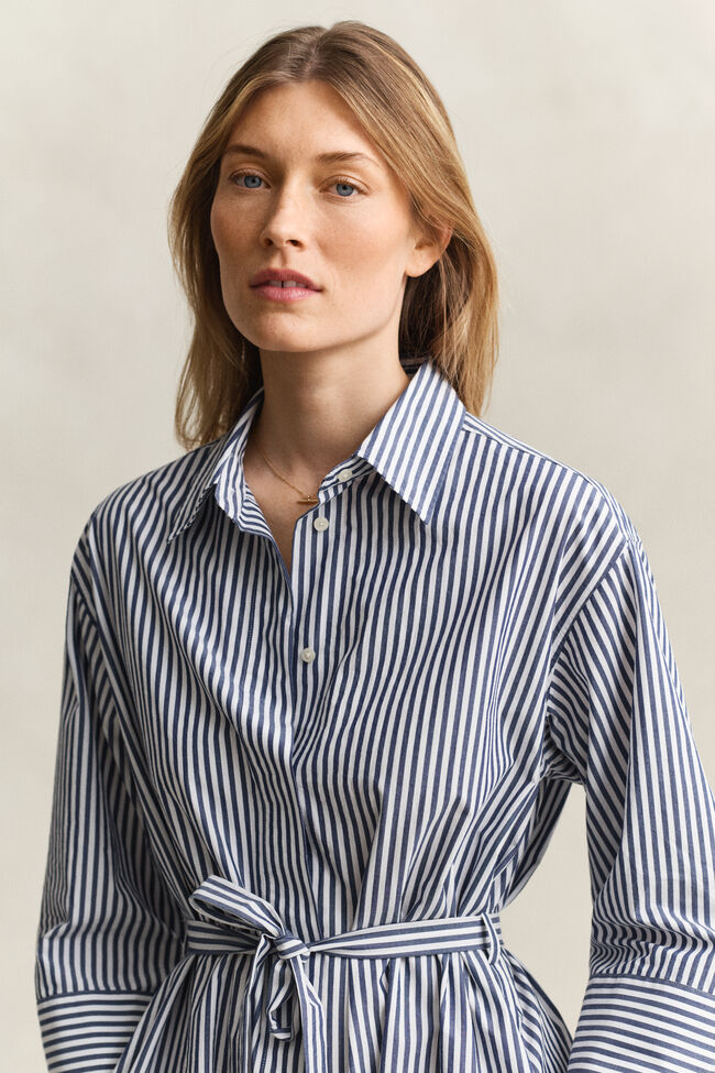 Striped Poplin Shirt Dress