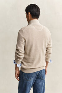 Textured Cotton Half-Zip Sweater