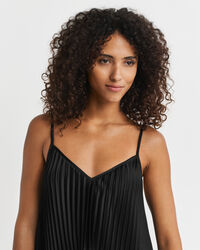 Pleated Sateen Mini Strap Dress