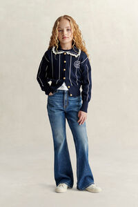 Teen Girls Striped Cardigan
