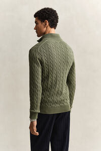 Cotton Cable Knit Half-Zip Sweater