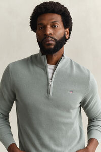 Textured Cotton Half-Zip Sweater