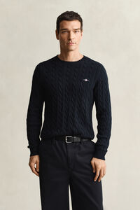 Cotton Cable Knit Crew Neck Sweater
