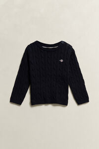 Girls Shield Cable Knit Sweater