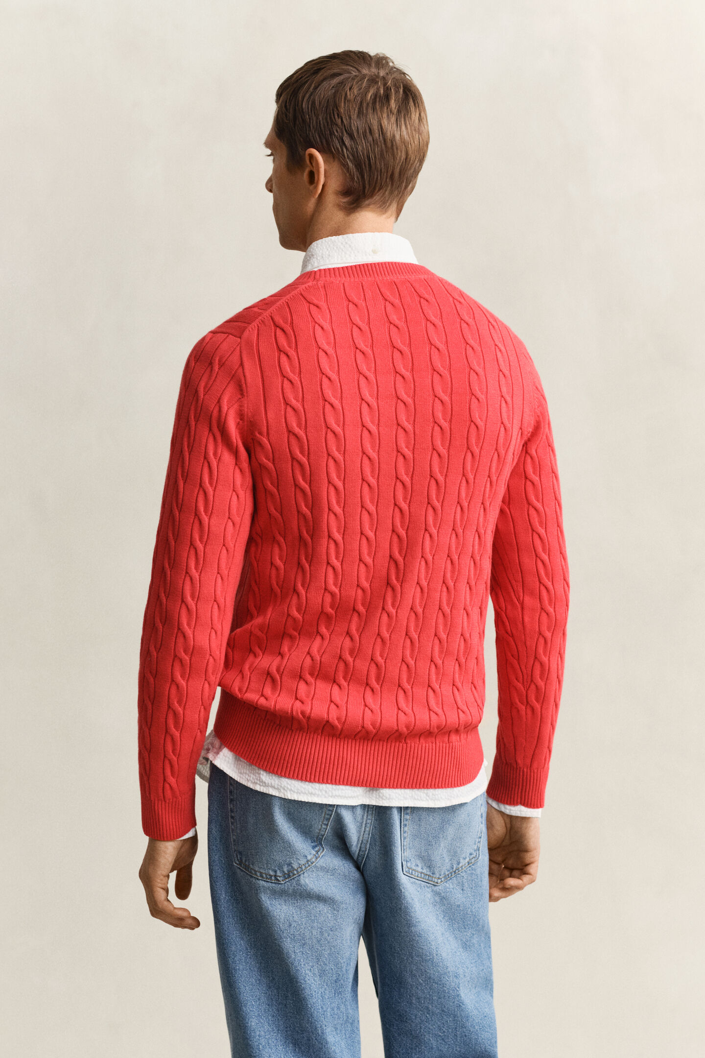 Cotton Cable Knit Crew Neck Sweater
