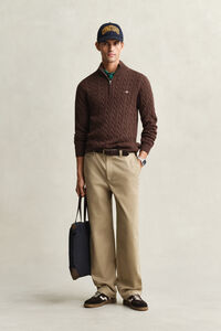 Cotton Cable Knit Half-Zip Sweater