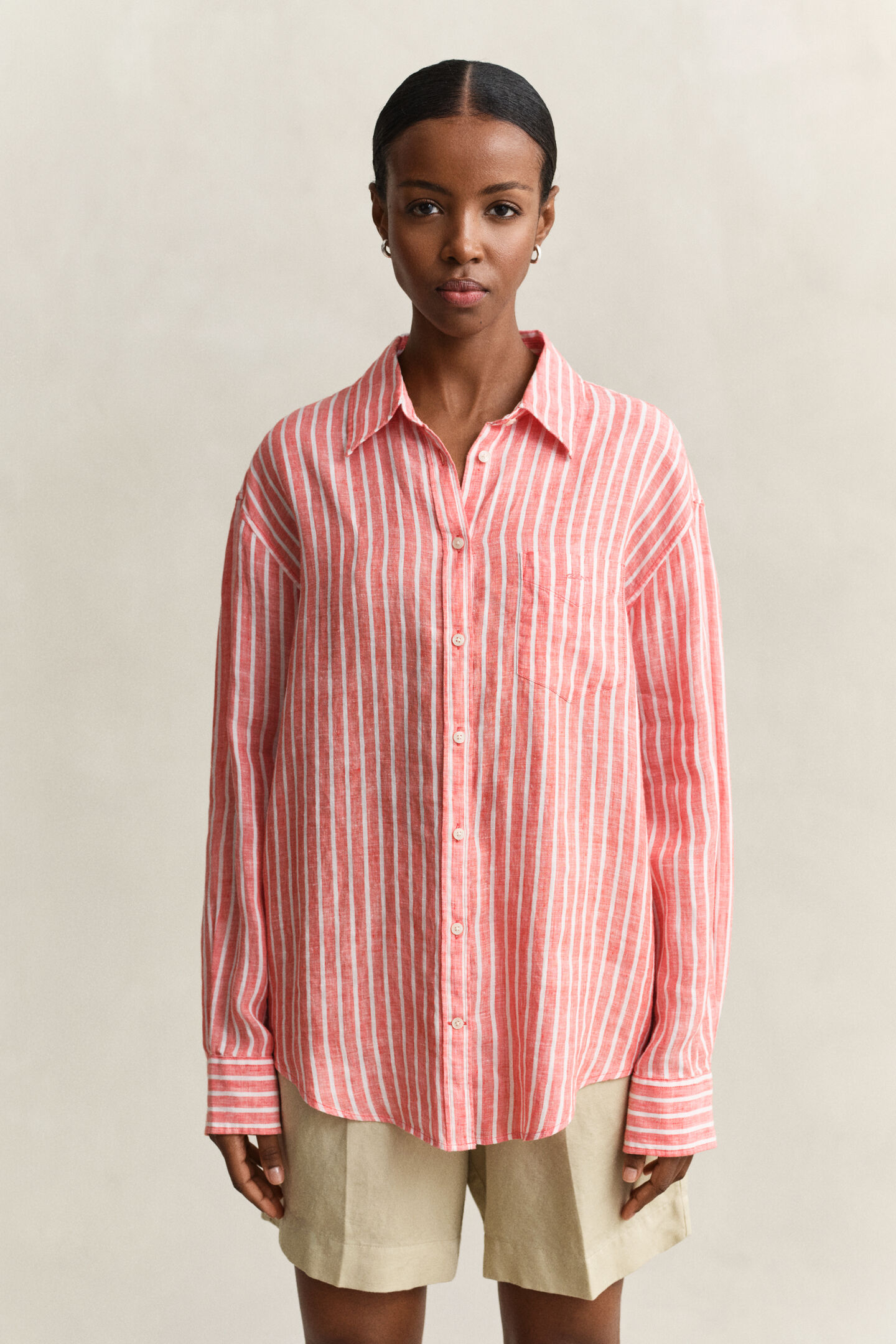 Relaxed Fit Striped Linen Shirt